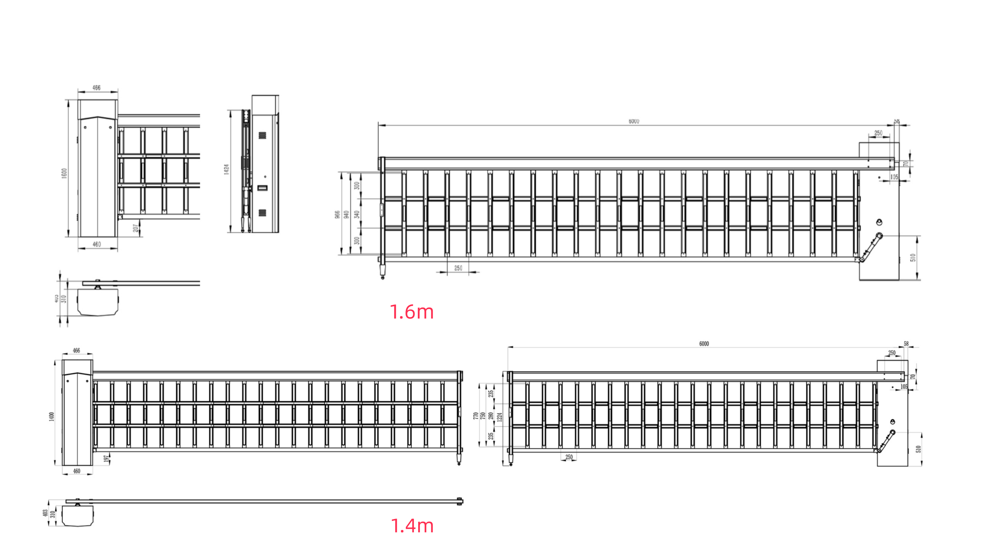 Sơ đồ cấu tạo kỹ thuật barrier gate Baroxon chất lượng cao